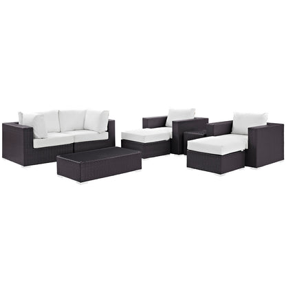 Convene 8 Piece Outdoor Patio Sectional Set by Modway in Espresso White