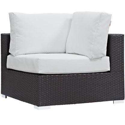 Convene 9 Piece Outdoor Patio Sectional Set by Modway in Espresso White