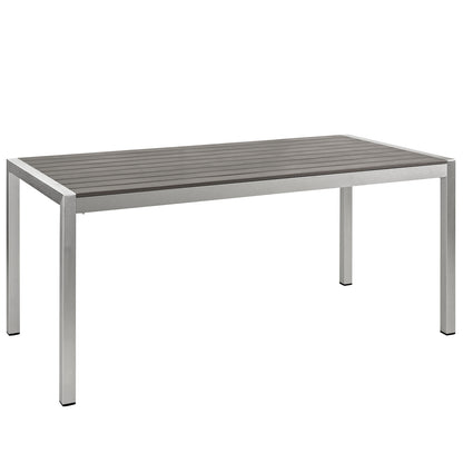 Shore Outdoor Patio Aluminum Dining Table by Modway in Silver Gray