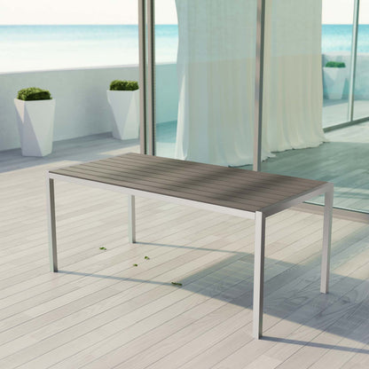 Shore Outdoor Patio Aluminum Dining Table by Modway in Silver Gray