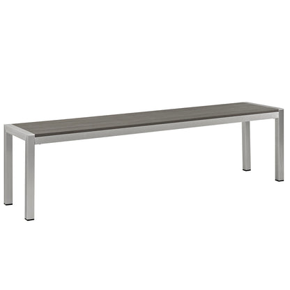 Shore Outdoor Patio Aluminum Bench by Modway in Silver Gray