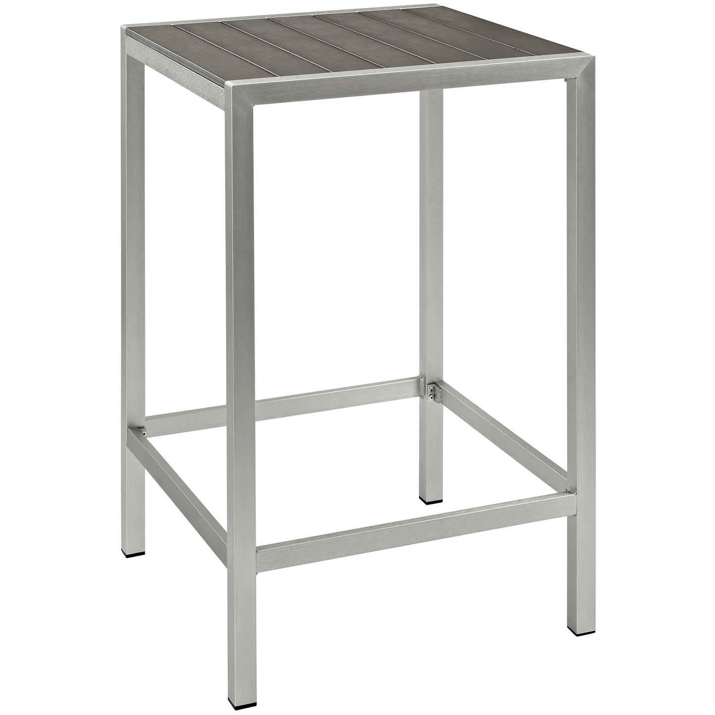 Shore Outdoor Patio Aluminum Bar Table by Modway in Silver Gray