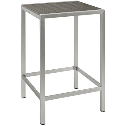 Shore Outdoor Patio Aluminum Bar Table by Modway in Silver Gray