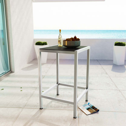 Shore Outdoor Patio Aluminum Bar Table by Modway in Silver Gray