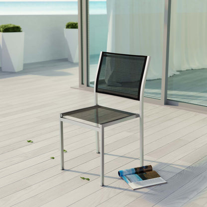 Shore Outdoor Patio Aluminum Side Chair by Modway in Silver Black