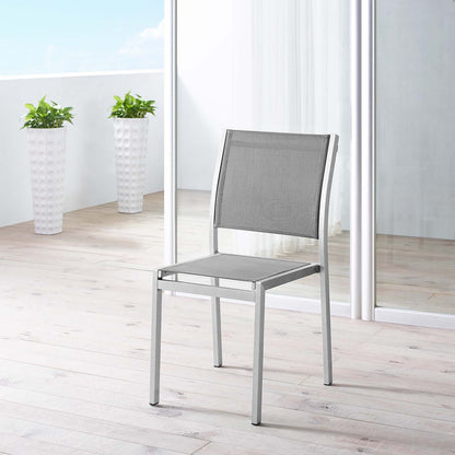 Shore Outdoor Patio Aluminum Side Chair by Modway in Silver Gray