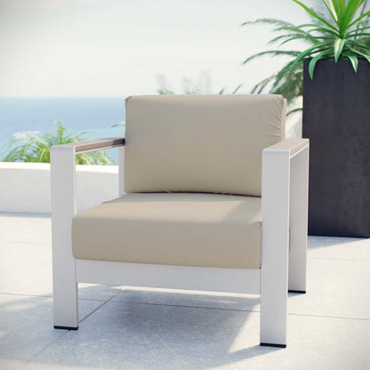 Shore Outdoor Patio Aluminum Armchair by Modway in Silver Beige