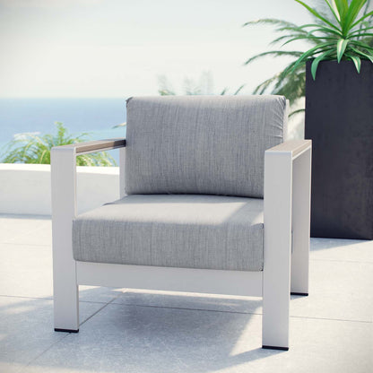 Shore Outdoor Patio Aluminum Armchair by Modway in Silver Gray
