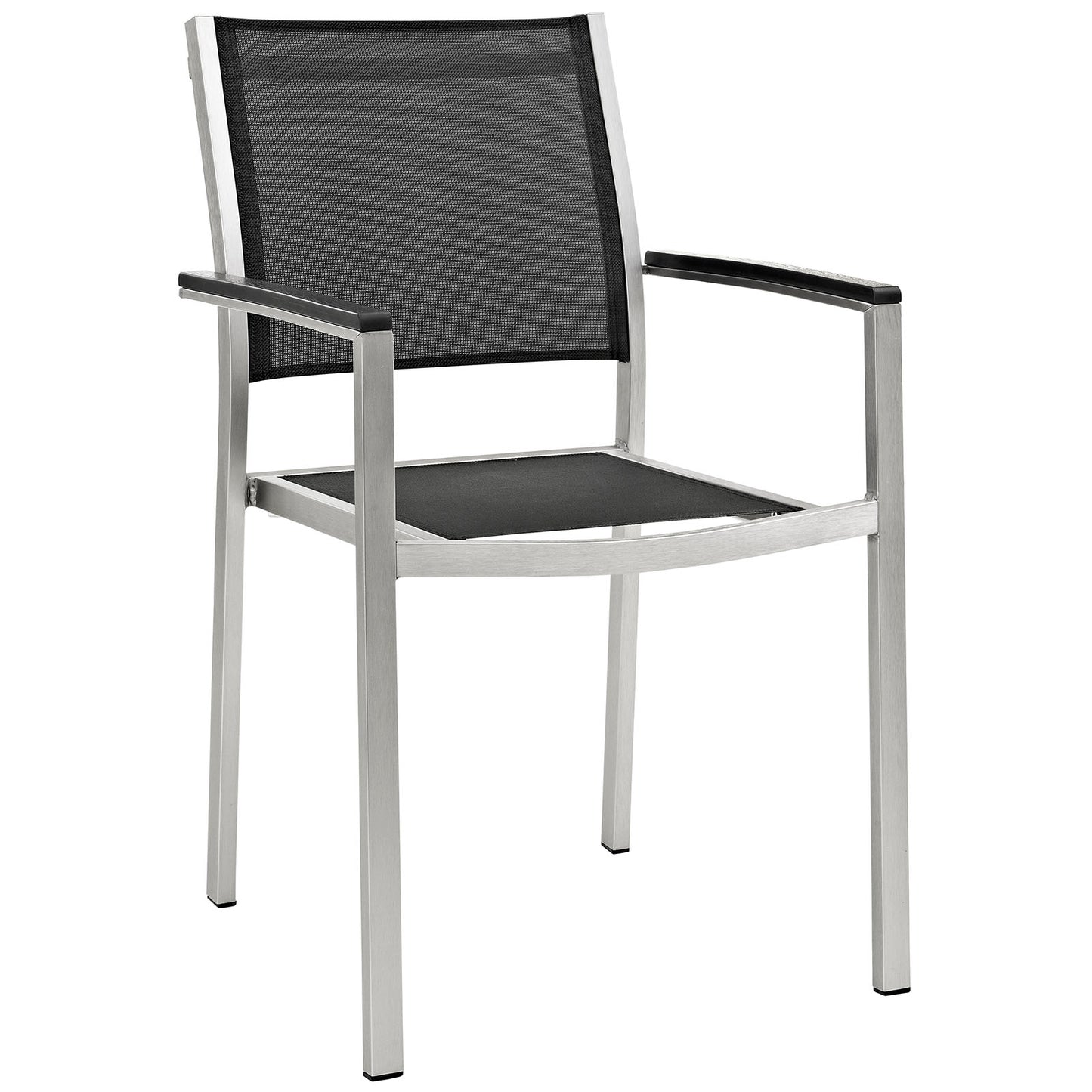 Shore Outdoor Patio Aluminum Dining Chair by Modway in Silver Black