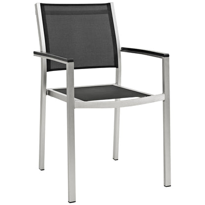 Shore Outdoor Patio Aluminum Dining Chair by Modway in Silver Black
