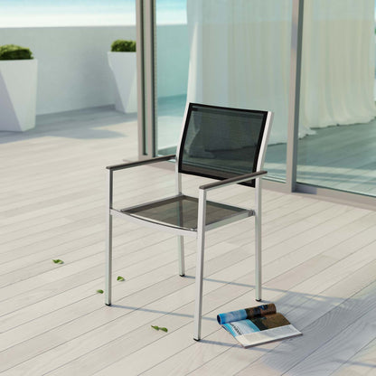 Shore Outdoor Patio Aluminum Dining Chair by Modway in Silver Black