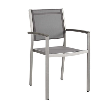 Shore Outdoor Patio Aluminum Dining Chair by Modway in Silver Gray