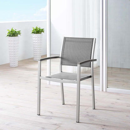 Shore Outdoor Patio Aluminum Dining Chair by Modway in Silver Gray