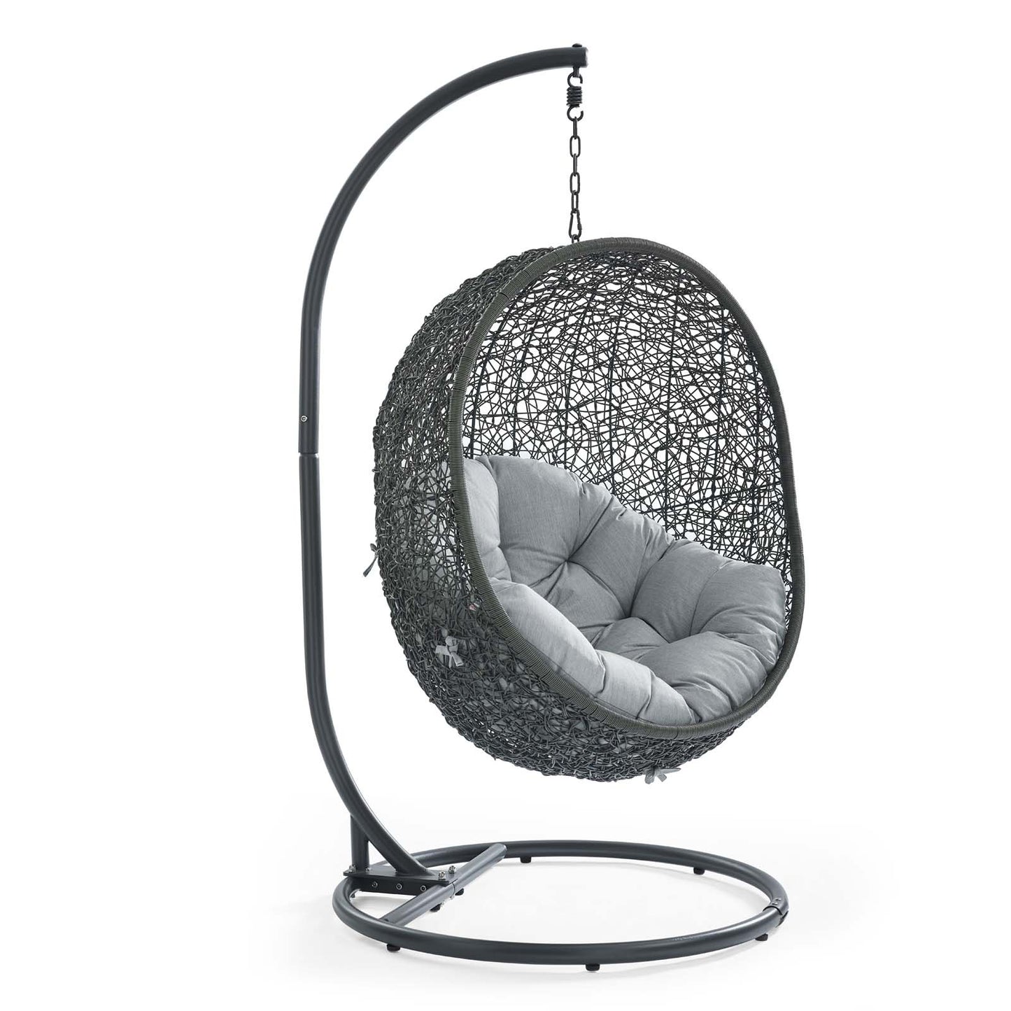 Hide Outdoor Patio Swing Chair With Stand by Modway in Gray