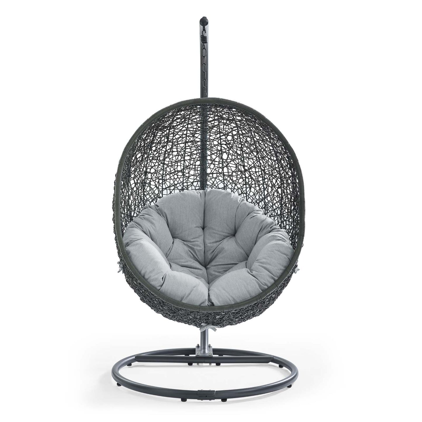 Hide Outdoor Patio Swing Chair With Stand by Modway in Gray