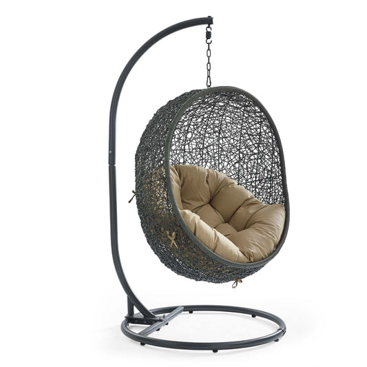 Hide Outdoor Patio Swing Chair With Stand by Modway in Gray Mocha