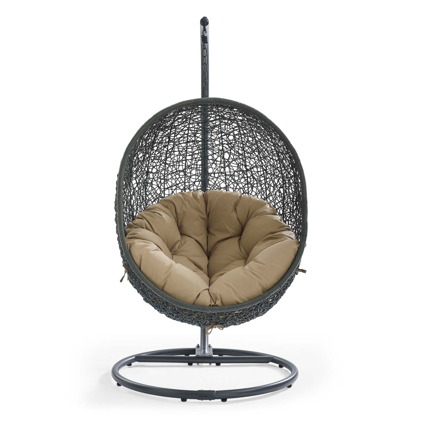 Hide Outdoor Patio Swing Chair With Stand by Modway in Gray Mocha