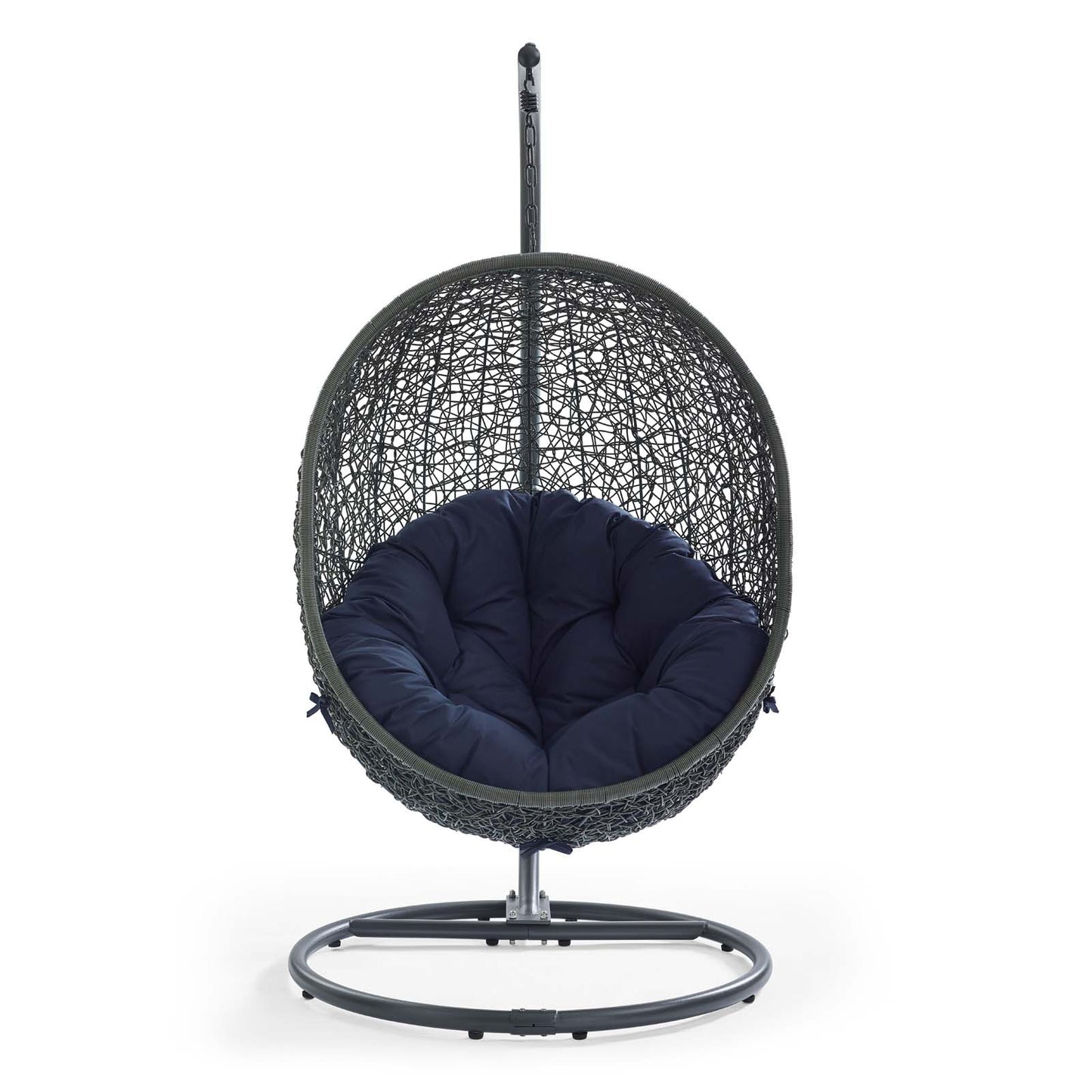 Hide Outdoor Patio Swing Chair With Stand by Modway in Gray Navy