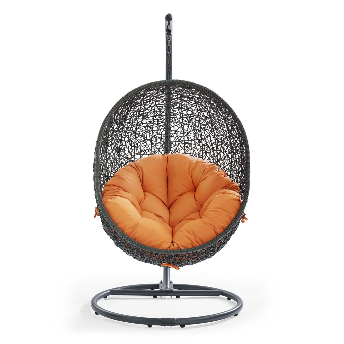 Hide Outdoor Patio Swing Chair With Stand by Modway in Gray Orange