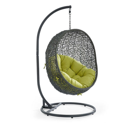 Hide Outdoor Patio Swing Chair With Stand by Modway in Gray Peridot
