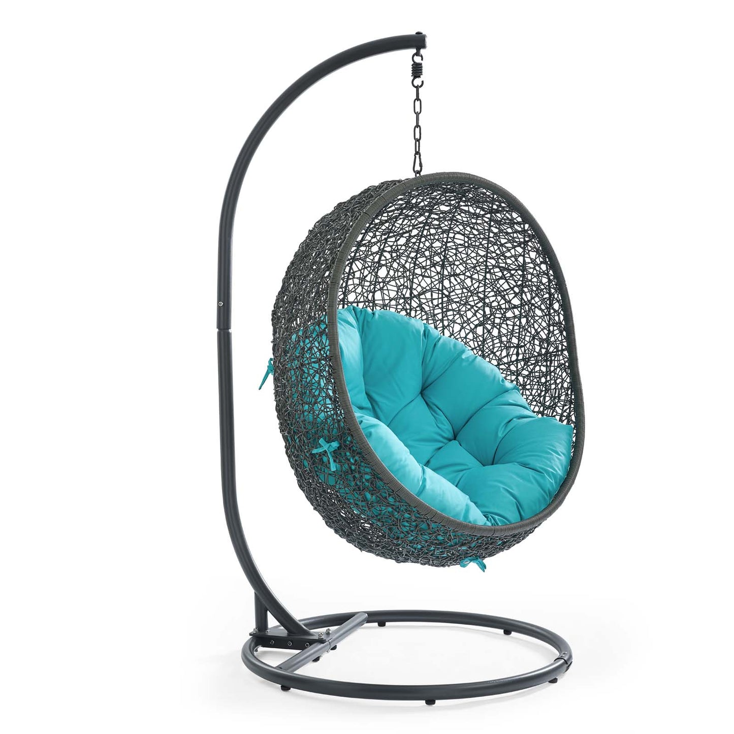 Hide Outdoor Patio Swing Chair With Stand by Modway in Gray Turquoise