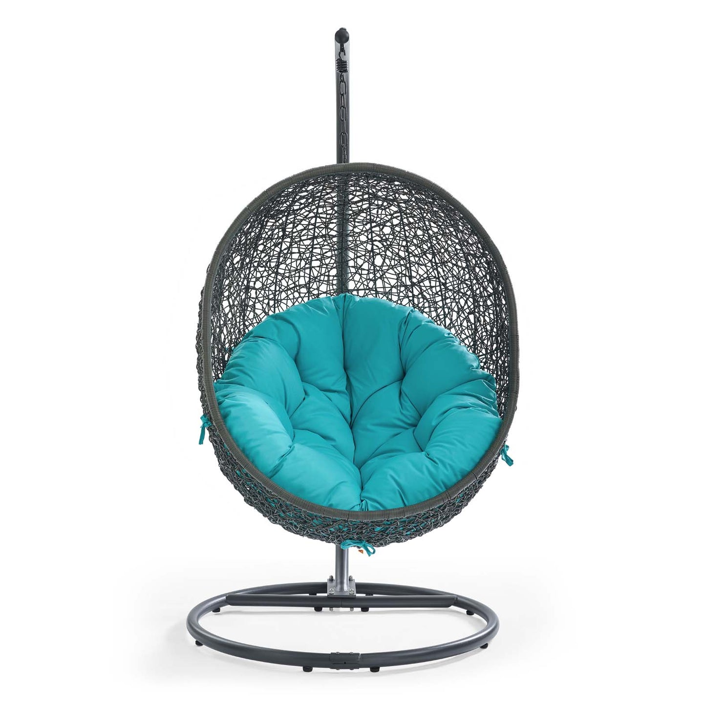 Hide Outdoor Patio Swing Chair With Stand by Modway in Gray Turquoise