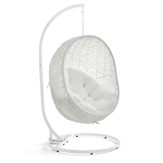 Hide Outdoor Patio Swing Chair With Stand by Modway in White