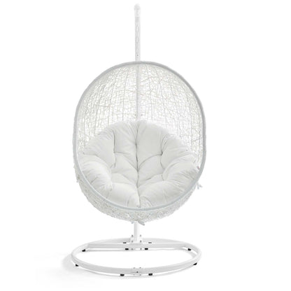 Hide Outdoor Patio Swing Chair With Stand by Modway in White