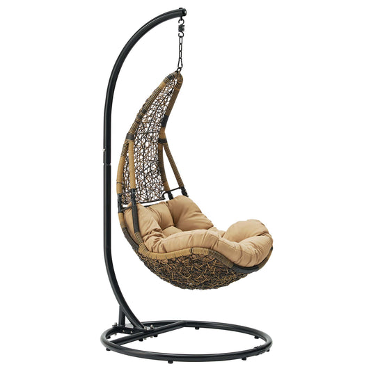Abate Wicker Rattan Outdoor Patio Swing Chair by Modway in Black Mocha