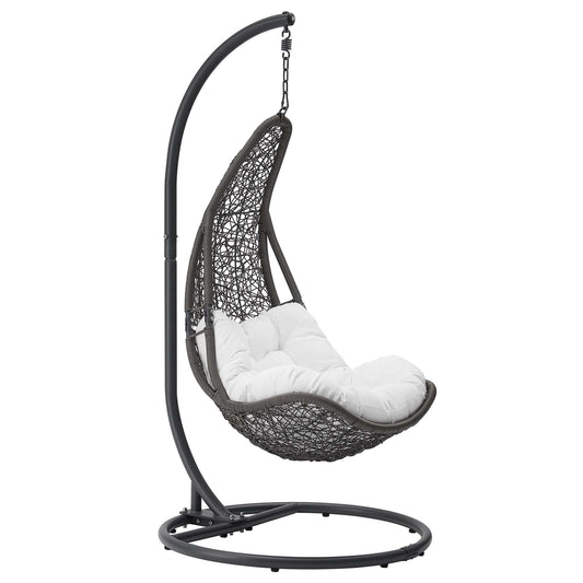 Abate Wicker Rattan Outdoor Patio Swing Chair by Modway in Gray White