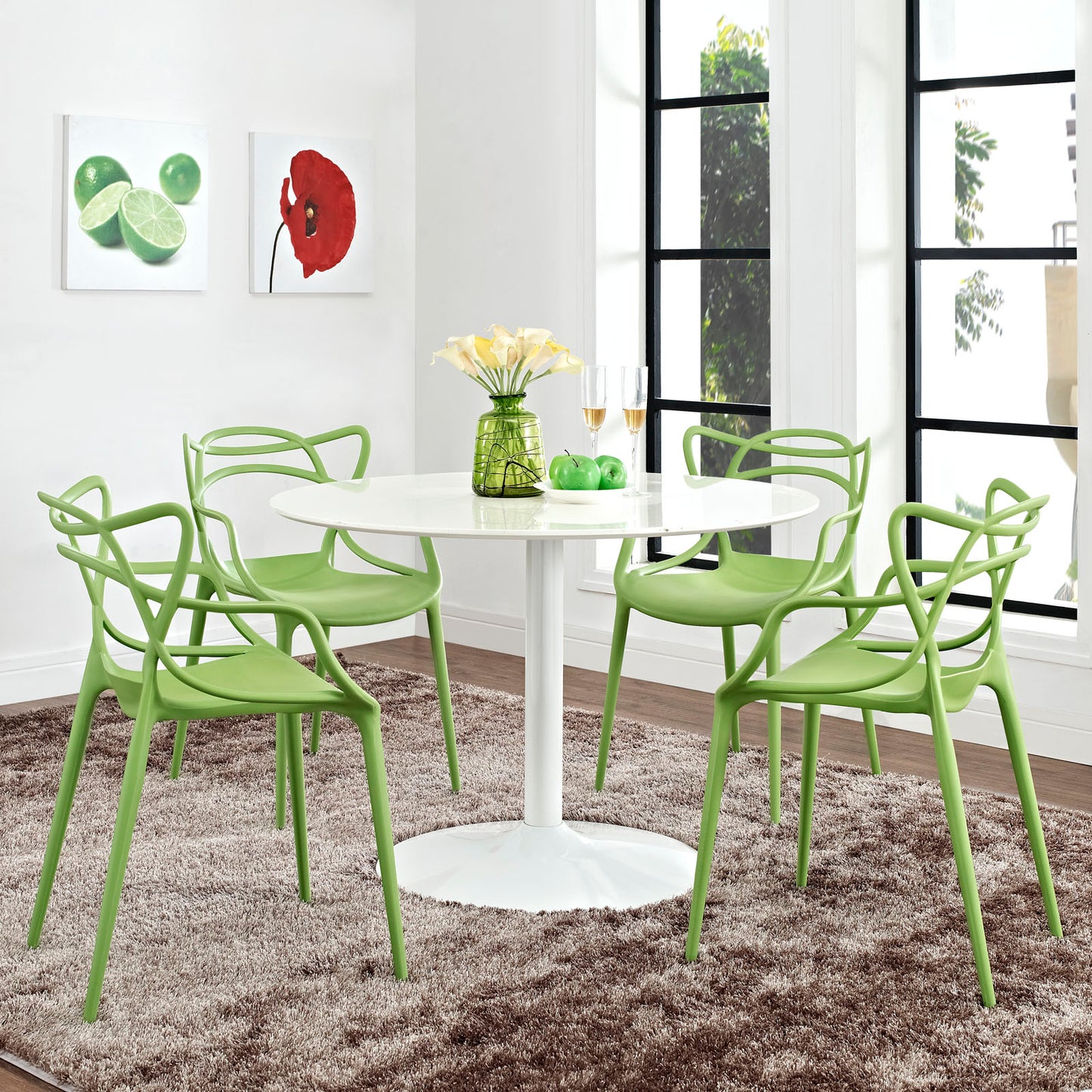Entangled Dining Set Set of 4 by Modway in Green