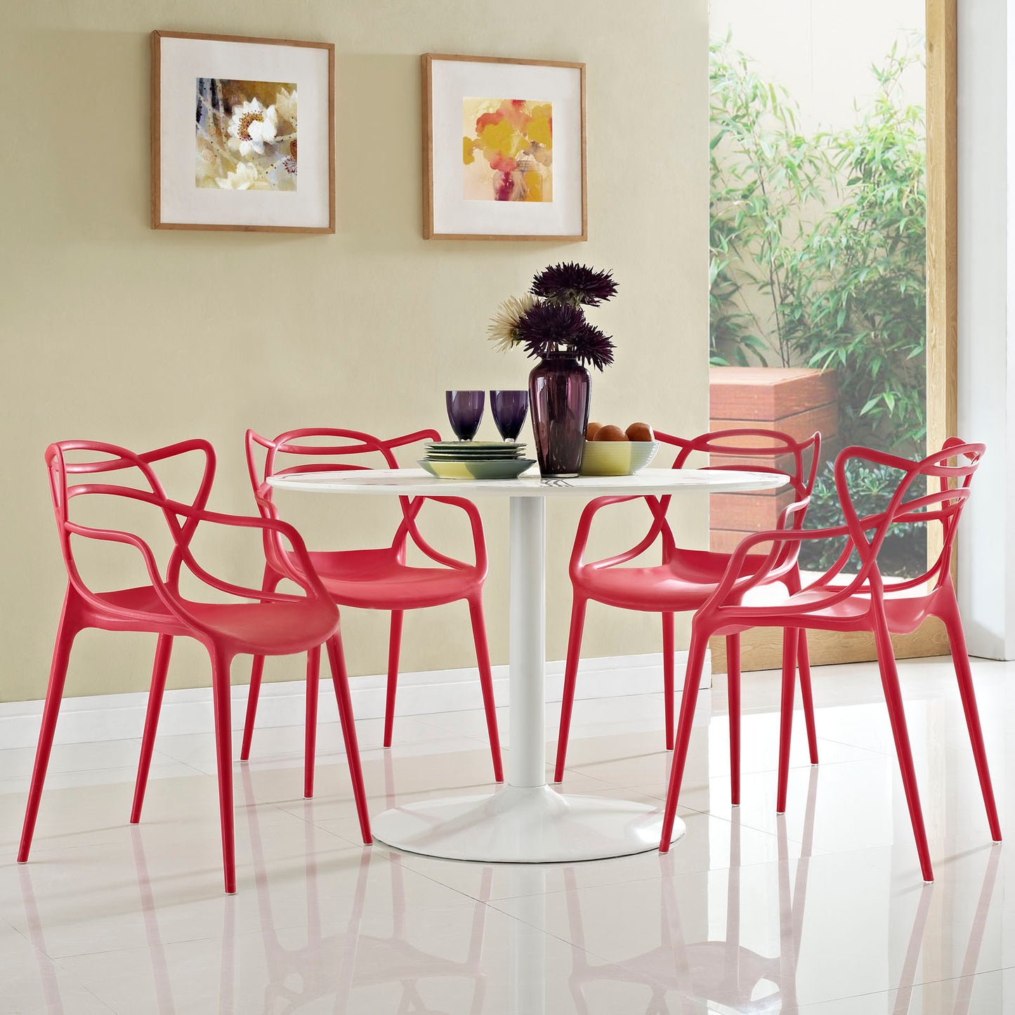 Entangled Dining Set Set of 4 by Modway in Red