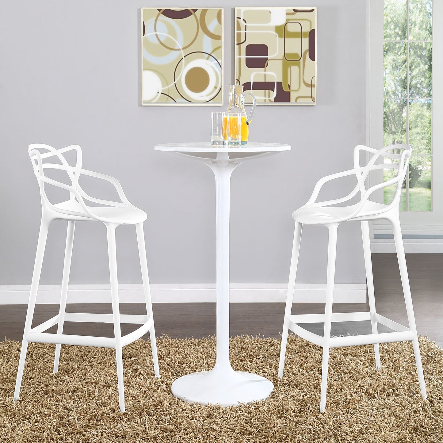 Entangled Bar Stool Set of 2 by Modway in White