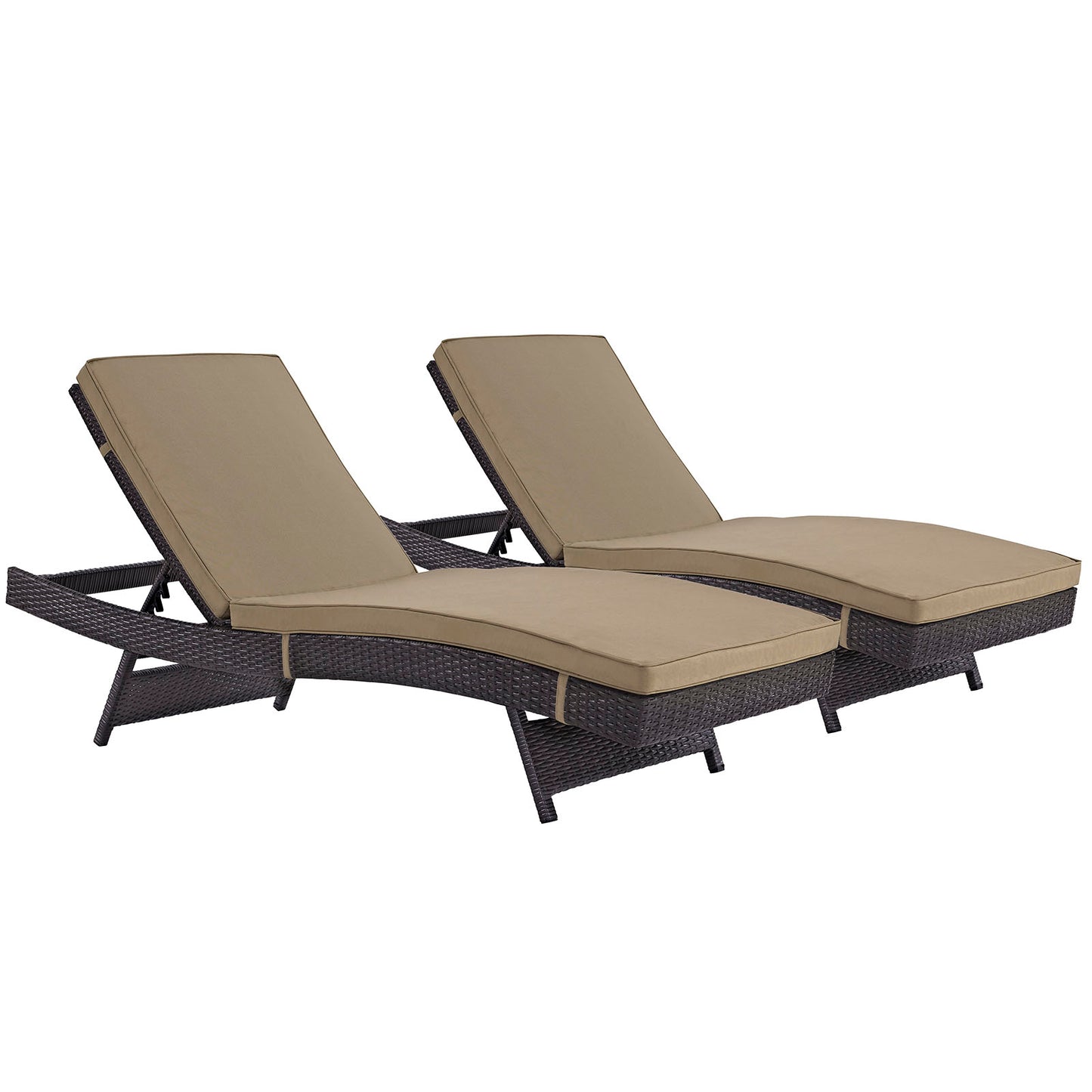 Convene Outdoor Patio Chaise Set of 2 by Modway in Espresso Mocha