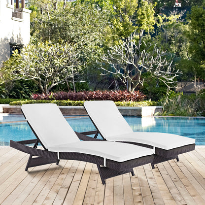 Convene Outdoor Patio Chaise Set of 2 by Modway in Espresso White