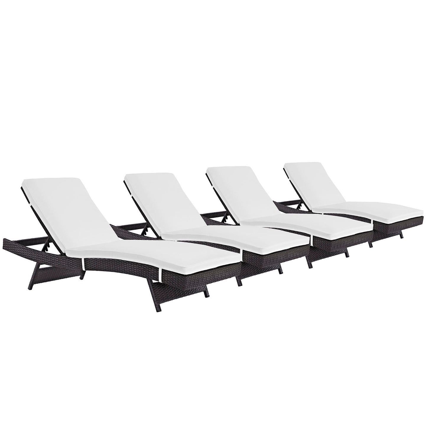 Convene Outdoor Patio Chaise Set of 4 by Modway in Espresso White