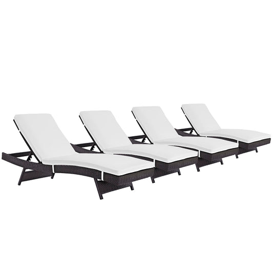 Convene Outdoor Patio Chaise Set of 4 by Modway in Espresso White