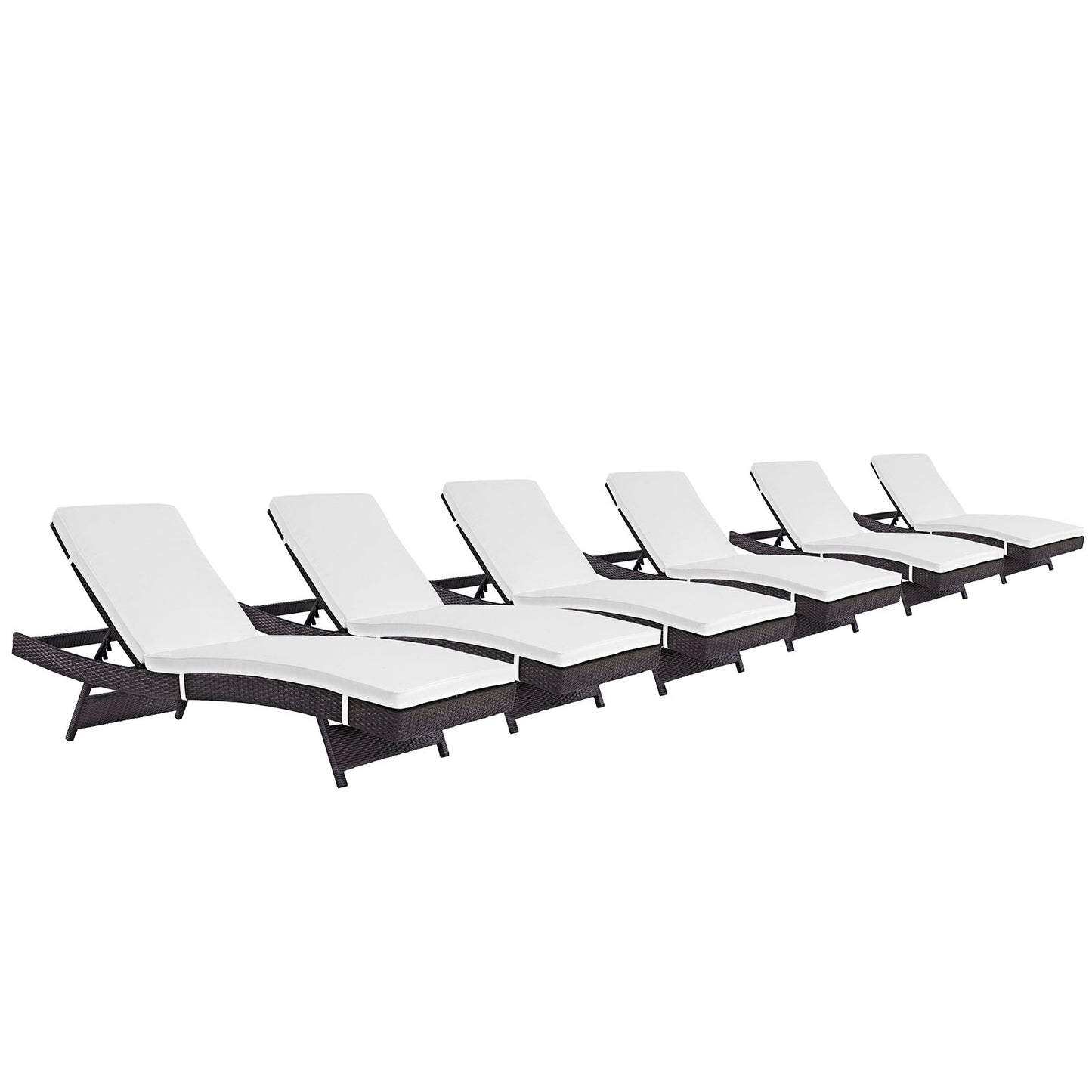 Convene Outdoor Patio Chaise Set of 6 by Modway in Espresso White