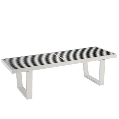 Sauna 4' Stainless Steel Bench by Modway in Silver
