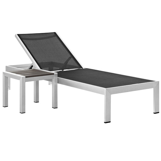 Shore 2 Piece Outdoor Patio Aluminum Set by Modway in Silver Black