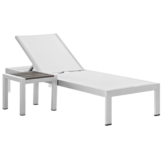 Shore 2 Piece Outdoor Patio Aluminum Set by Modway in Silver White