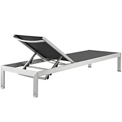 Shore Outdoor Patio Aluminum Chaise Set of 6 by Modway in Silver Black