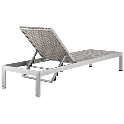 Shore Outdoor Patio Aluminum Chaise Set of 2 by Modway in Silver Gray