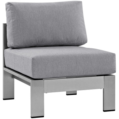 Shore 5 Piece Outdoor Patio Aluminum Sectional Sofa Set by Modway in Silver Gray