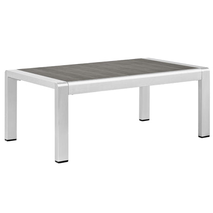 Shore 4 Piece Outdoor Patio Aluminum Sectional Sofa Set by Modway in Silver Gray