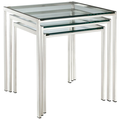 Nimble Nesting Table by Modway in Silver
