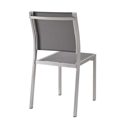 Shore Outdoor Patio Aluminum Side Chair Set of 2 by Modway in Silver Gray