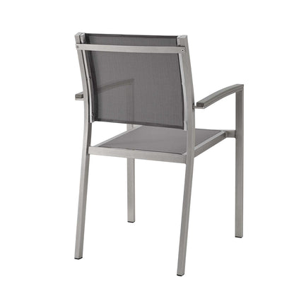 Shore Outdoor Patio Aluminum Dining Chair Set of 2 by Modway in Silver Gray