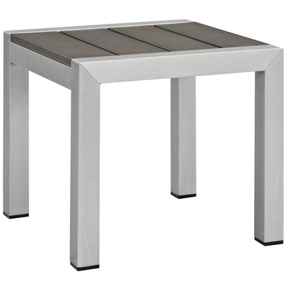 Shore 3 Piece Outdoor Patio Aluminum Sectional Sofa Set by Modway in Silver Gray