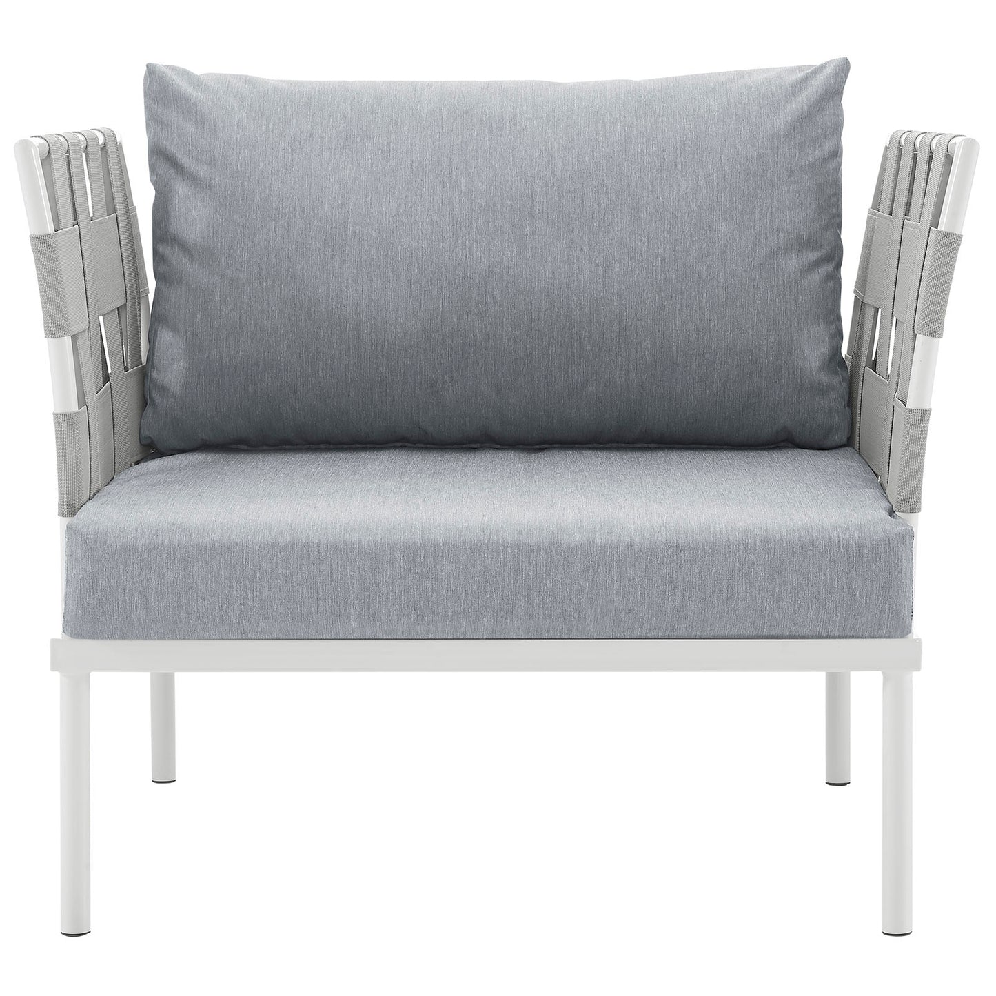 Harmony Outdoor Patio Aluminum Armchair by Modway in White Gray